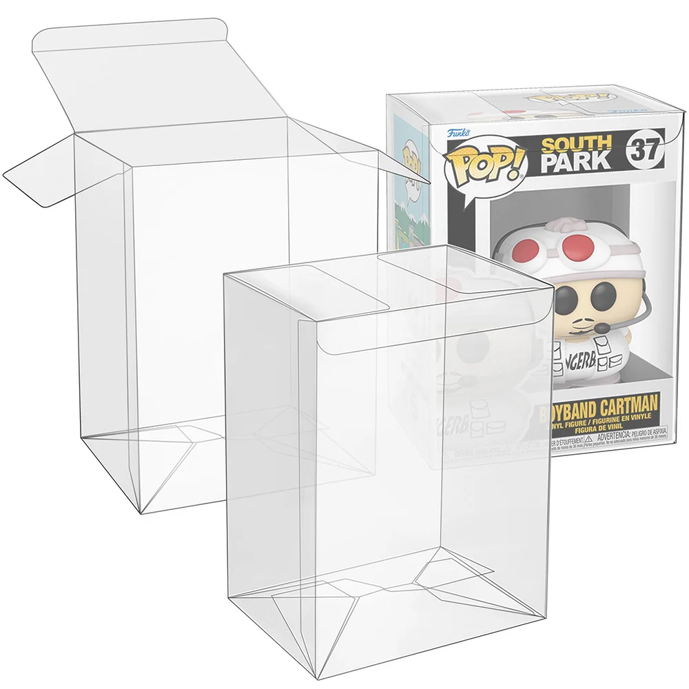 50PCS Clear Protective Box for 4″ Funko Pop Vinyl Figures Display Case w/ Locking Tab Protective Film, Home Storage Organization