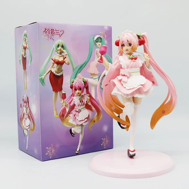 18CM Original Hatsune Miku Coreful Sakura Wafuu Kissa Ver. Maid Figure Anime Figurine Model Collectible Toys Kawaii Gift