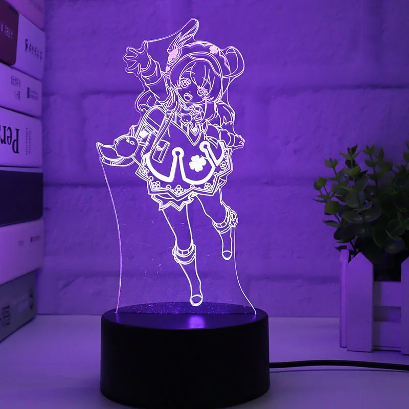 Genshin Impact 3D LED Night Lights Anime Figure Aether Lumine Hu Tao Keqing Klee Qiqi Desk Lamps Kids Kawaii Bedroom Decoration - Image 22