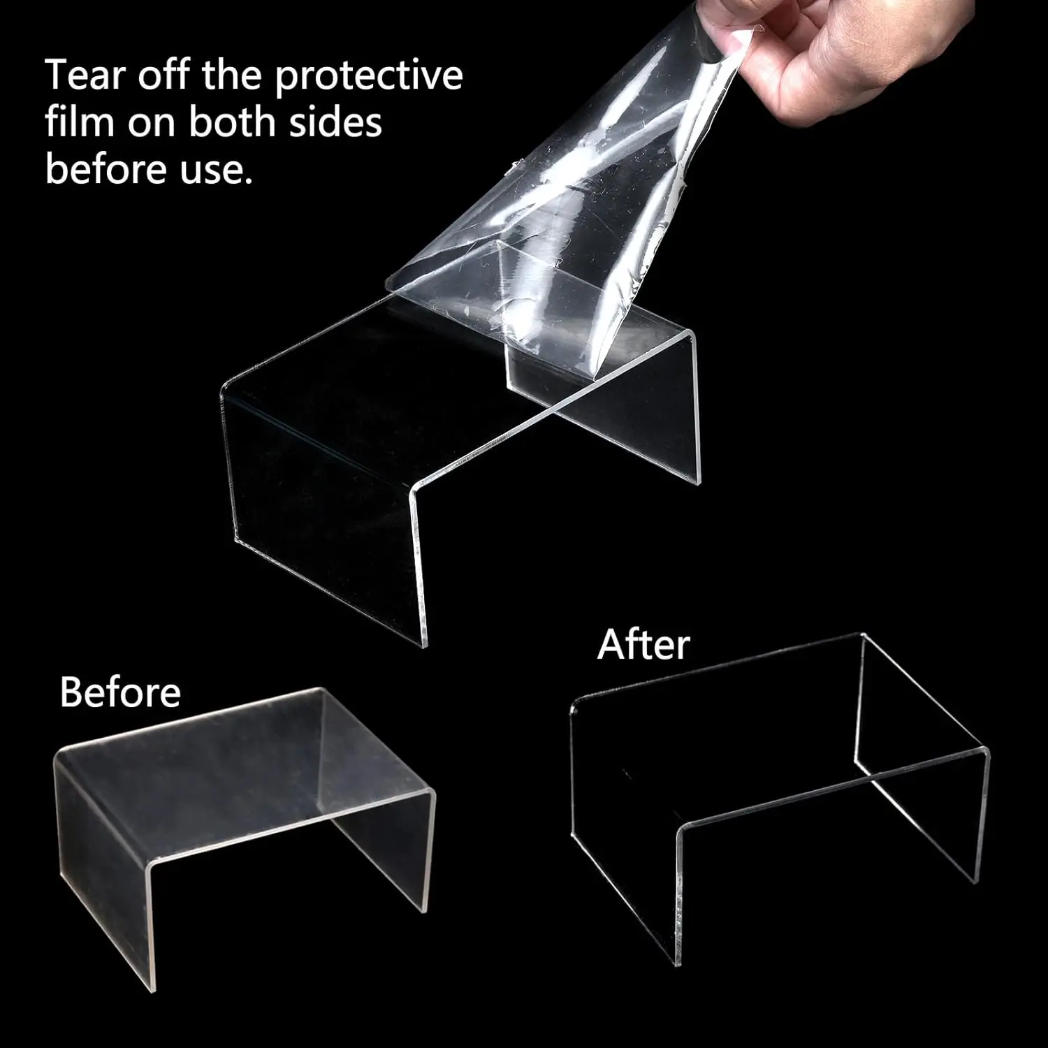 16 Pack Clear Acrylic Display Risers, 4.4×3.2×2.2 Inch Stands for Figures, Desserts, Jewelry and Collectibles