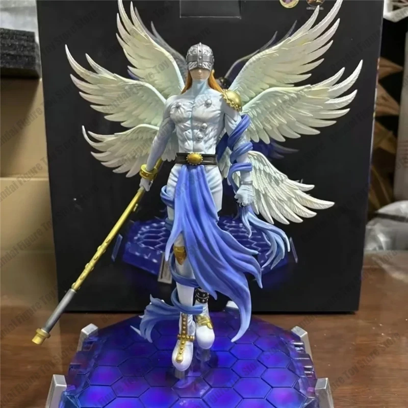 28cm Anime Digimon Adventure Figures Angewomon Angemon LED Action Figurines PVC Statue Model Collection Doll Toys Children Gift