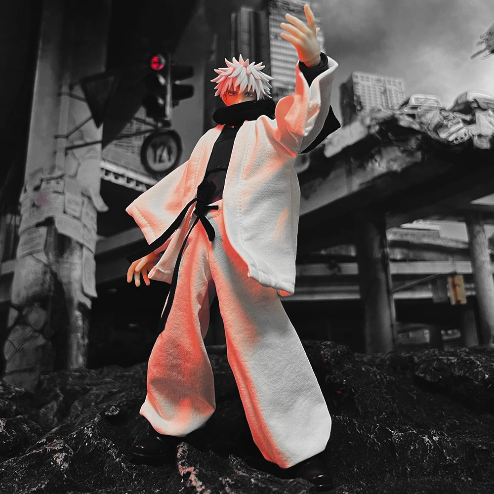 shf 1/12 Scale Jujutsu Kaisen Gojo Satoru Clothes Set White Coat Lantern Pants with Scarf for 6" Action Figure Body Model - Image 4