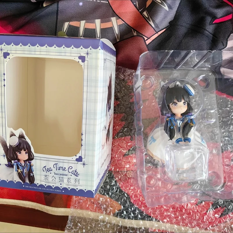 RIBOSE STAR Anime Girl Figure 12cm Cute Tabby Cat Model Tea Time Cat Tea Pot Cat PVC Decoration Model Collection Doll Kids Toys - Image 3