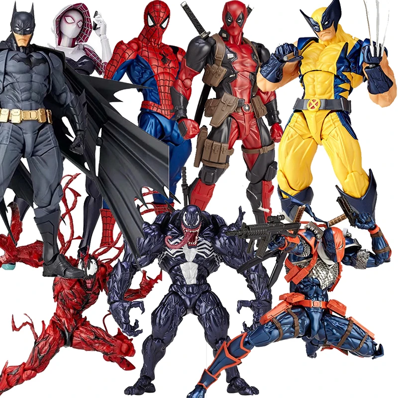 DC Amazing Yamaguchi Revoltech Deadpool GAMBIT X-MEN Magneto Batman Dark Knight X-Men Wolverine Logan Howlett Action Figure Doll