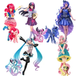 Game My little Pony Bishoujo Statue Pinkie Pie Fluttershy Japanese Anime Girl PVC Action Figure Toy Collection Model Doll Figma
