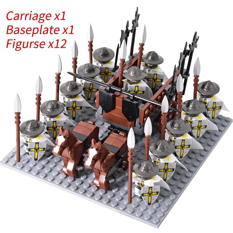 Medieval Knights mini Action Figures Building Blocks Roman Chariot Carriage Soldier War Horse Bricks Toys for Children Gift - Image 54