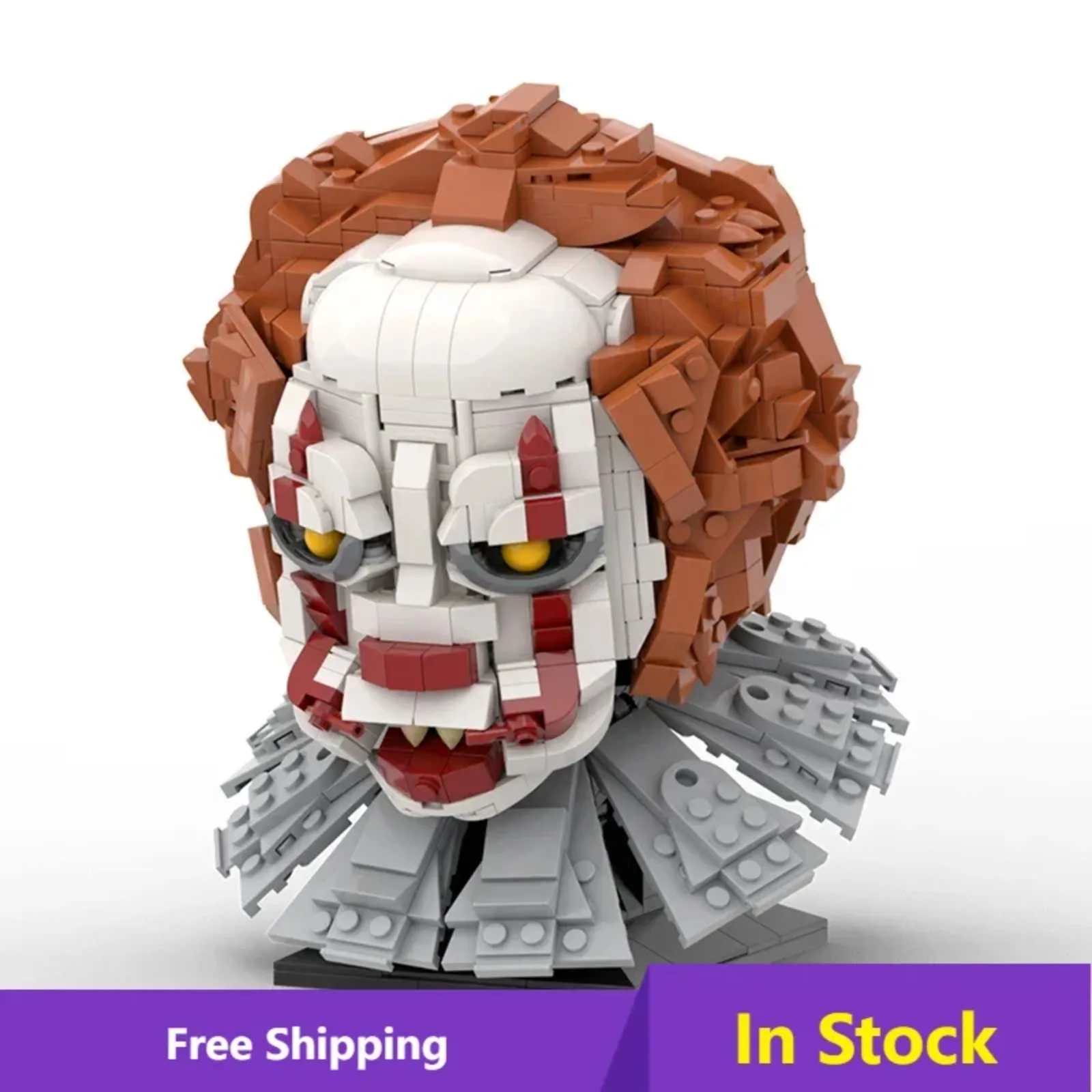 Pennywise Bust Building Blocks Stephen King's Figure Bricks Toys Halloween Gifts for Fans and Adults(880 PCS)