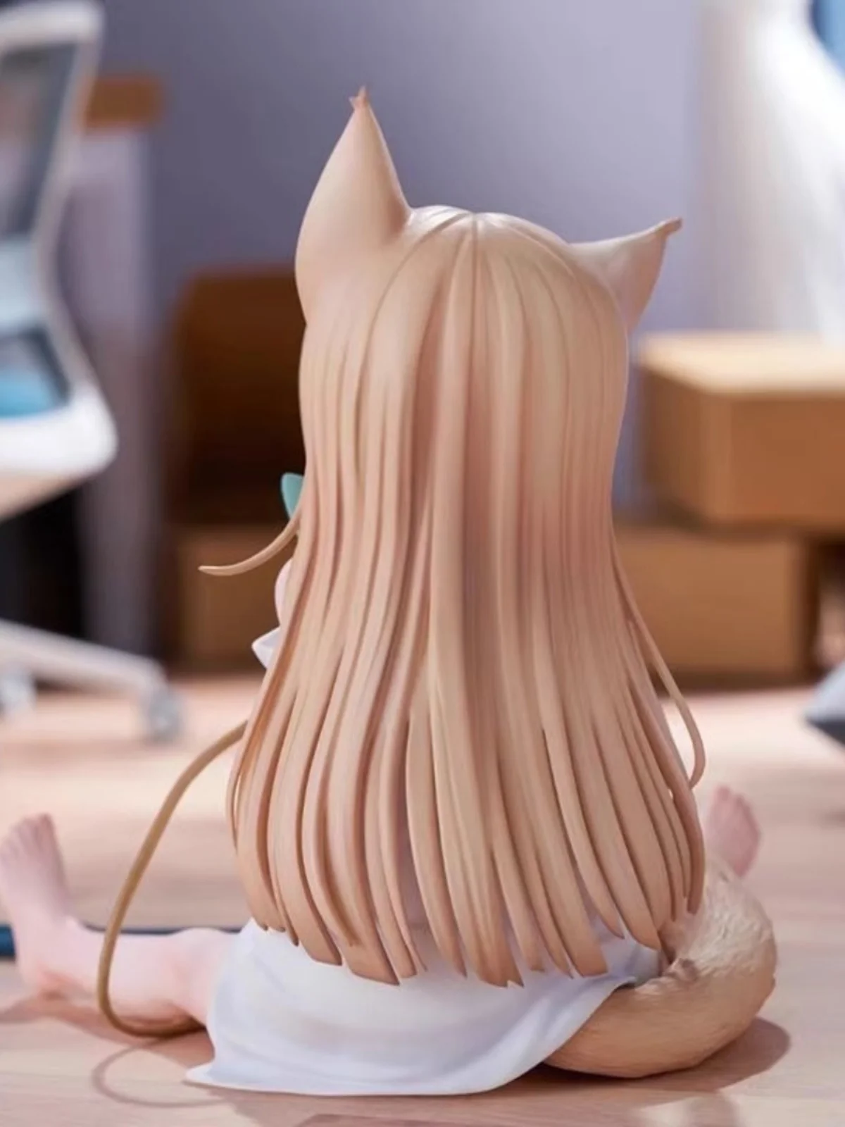 Yellow Bean Poer Anime Figure Sitting Girl Eating Fi  Lady Model Collectible Birthday Gift Static Toy for Ages 3+