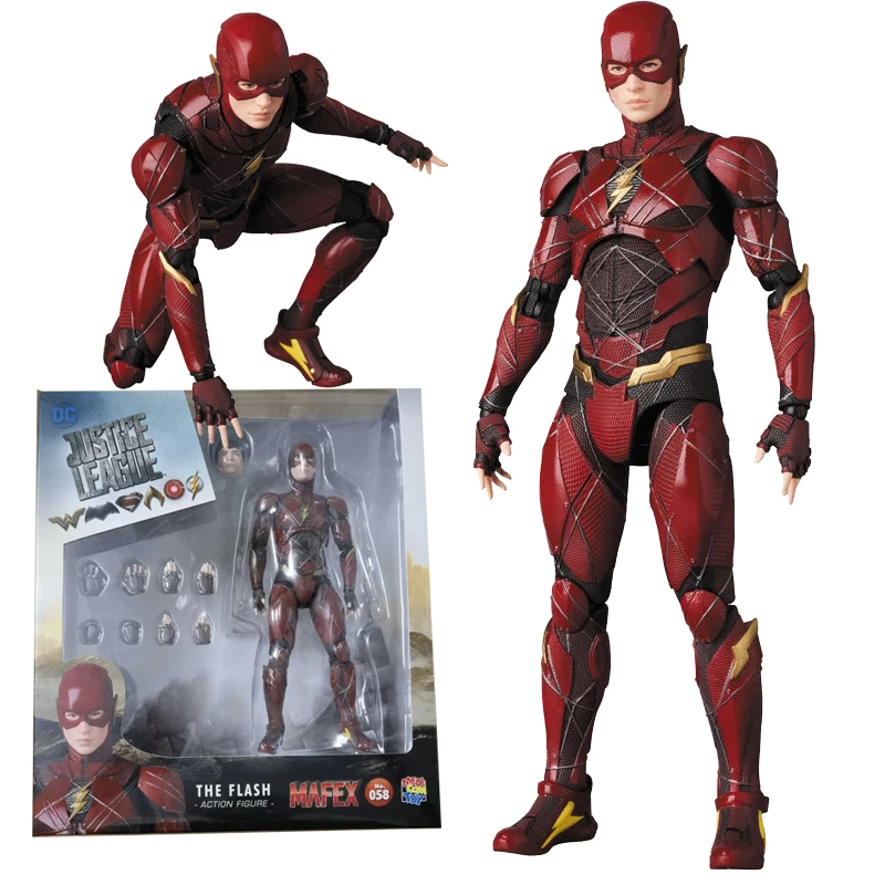 In Stock Mafex 058 The Flash Action Figures Toys 16cm Movable Statues Model Doll Collectible Ornaments Gifts