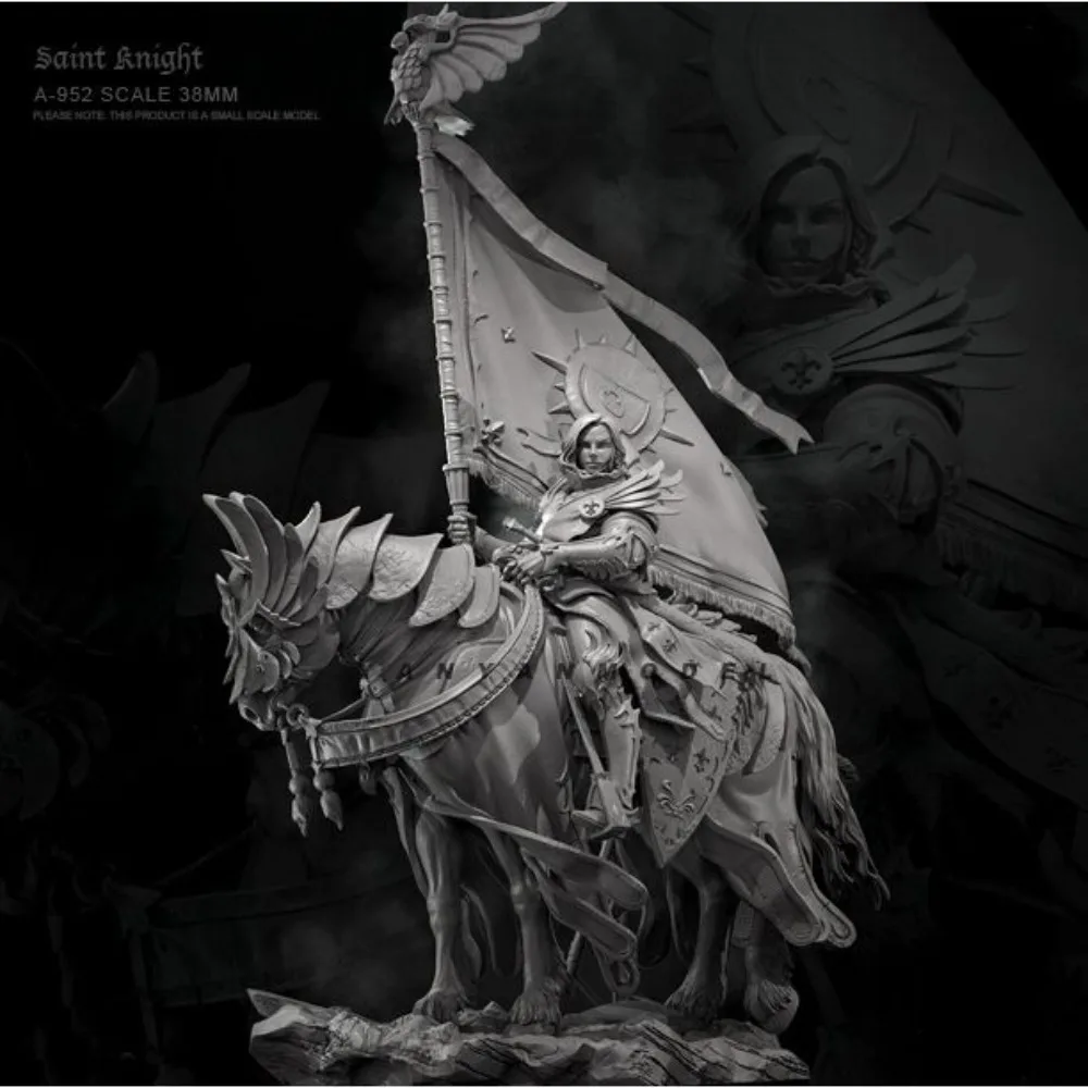 38mm Galahad Knight Galahad Resin Figurines of Soldiers 3D Printed White Models DIY Figurines Decoration Crafts