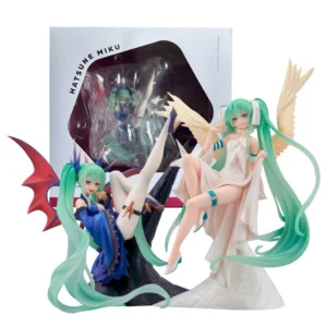 17cm Hatsune Miku Anime Figure Light And Dark Beautiful Angel Girl Action Figure PVC Collectible Model Doll Ornaments Toys Gifts