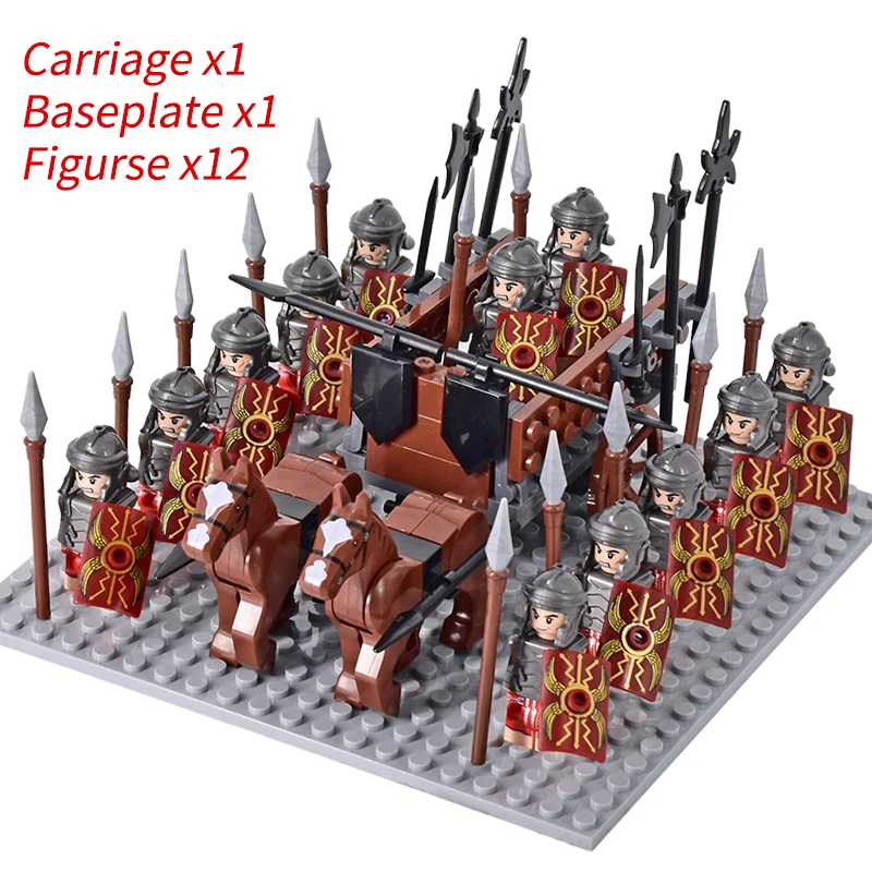 Medieval Knights mini Action Figures Building Blocks Roman Chariot Carriage Soldier War Horse Bricks Toys for Children Gift - Image 15