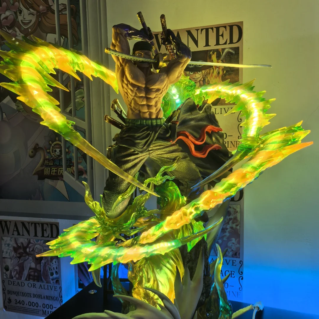 In Stock One Piece Figure Zoro 30cm Figures Roronoa Zoro Figure With Light Standing Model Pvc Collect Ornament Gift Toyson