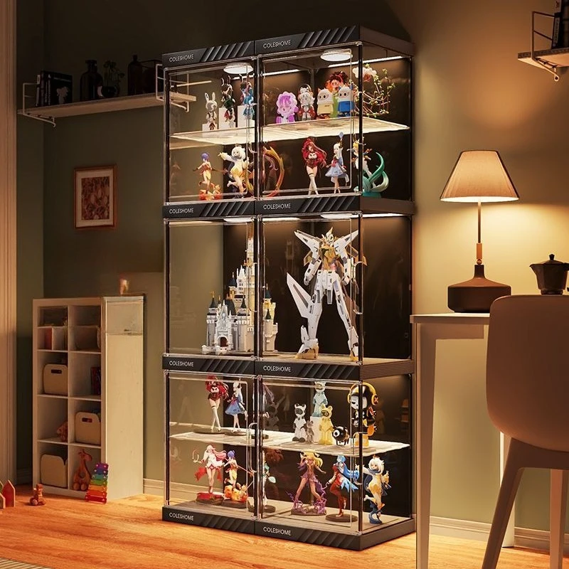 Action Figure Display Cabinet Transparent Lego Model Storage Box Home Dustproof Gundam Model Showcase Organizer Toy Shelf XL
