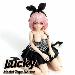 1/12 Alieen Milk Female Soldier Bustier Plaid Top Black Short Skirt Clothes Toys Accessory For 6" Snail Shell Mobiel Suit Girl