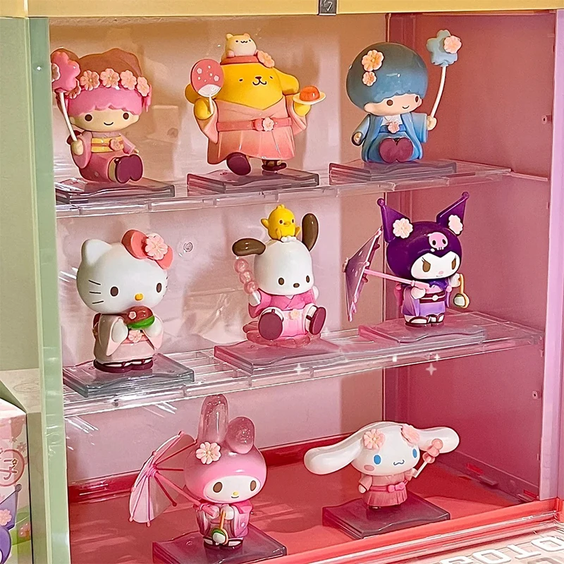 Sanrio Blossom And Wagashi Series Blind Box Cute Kuromi Cinnamoroll Melody Pocahcco Pompompurin Action Figure Suprise Bag Toys