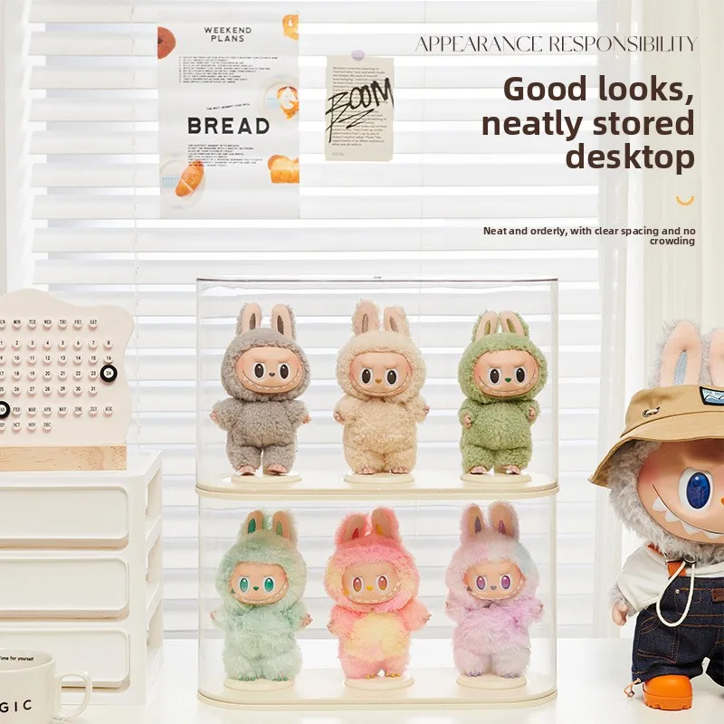 Vinyl Figure Display Case Collectible Toy Showcase Home Storage Organizer for Labubu Artwork Dolls Taki-Style Figurine Cabinet