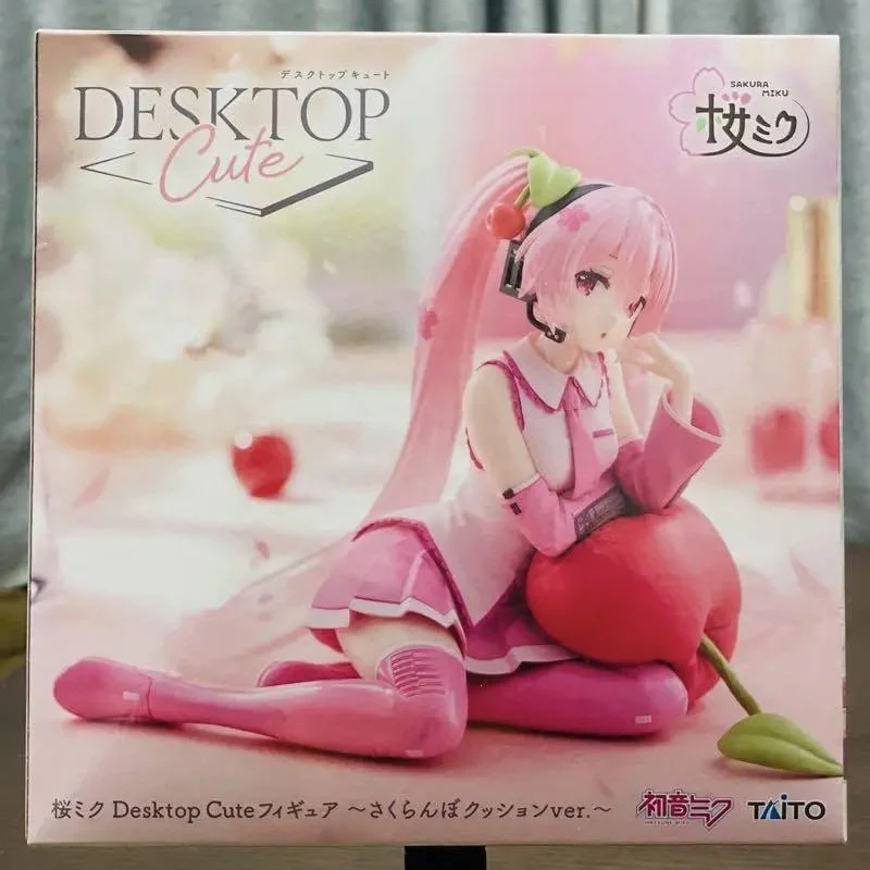 In Stock TAiTO Desktop Cute Hatsune Miku ~Cherry Pillow Ver.~ PVC 13CM Anime Action Figures Model Collection Toy