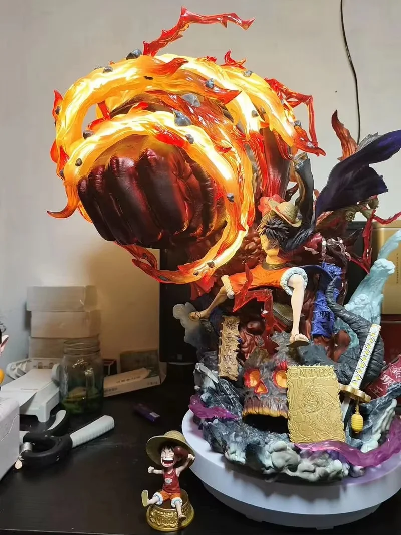 One Piece Luffy Gear 3 Anime Figure 2025 New Hot Red Roc PVC Model Statue with LED Light Collectible Decor Birthday Gift Toy - Image 4