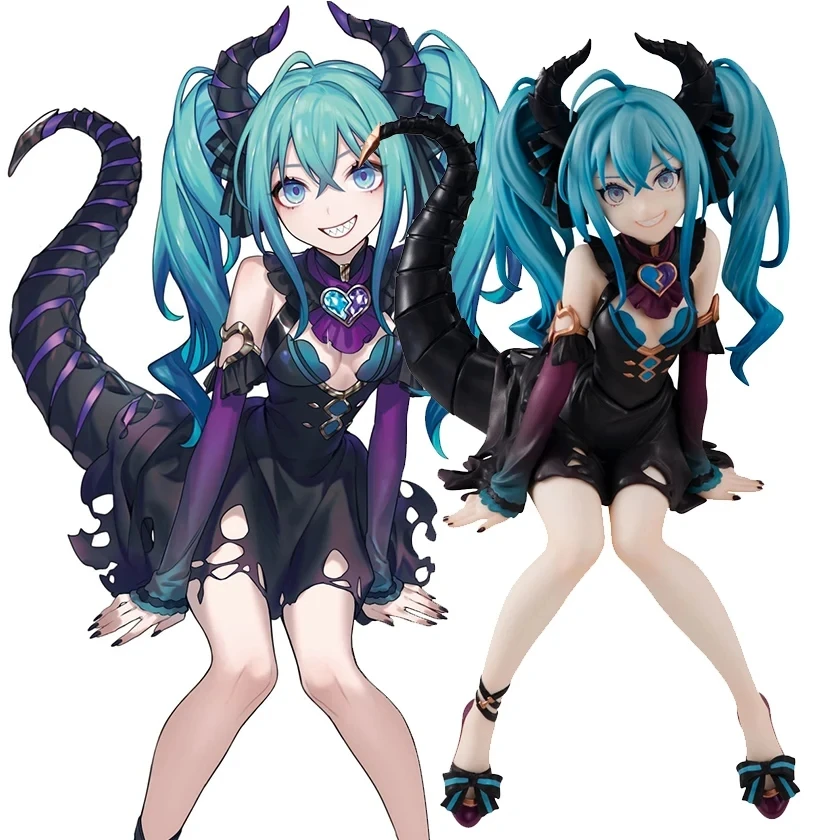 15CM Cute Miku Dragon Maid Anime Action Figure Girl Little Devil Sitting Noodle Stopper Model Toys Child PVC Doll Boxed