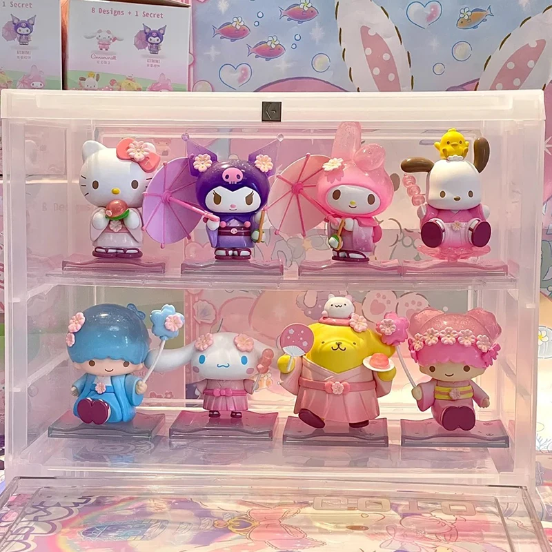 Sanrio Blossom And Wagashi Series Blind Box Cute Kuromi Cinnamoroll Melody Pocahcco Pompompurin Action Figure Suprise Bag Toys