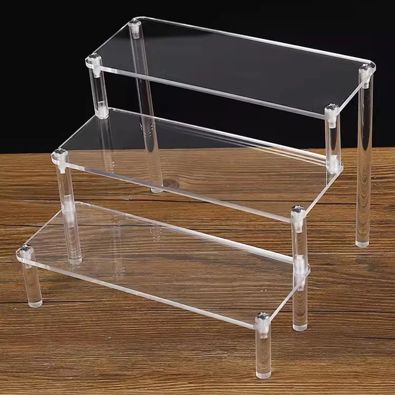 Muti-Tier Acrylic Display Stand Perfume Cupcake Display Rack Doll Display Stand Holder Clear Storage Shelf Desktop Organizer