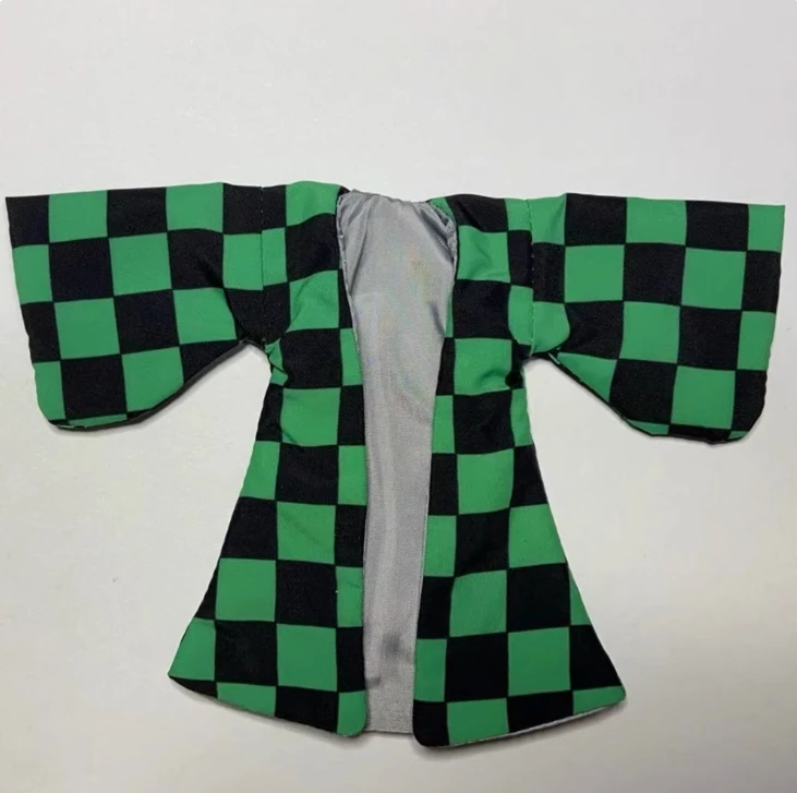 1/12 Scale Japanese Anime Kamado Tanjirou Plaid Cloth Kimono Coat Wire Shaped Short Cloak Clothes Model for Shf 6" Male Body - Image 9