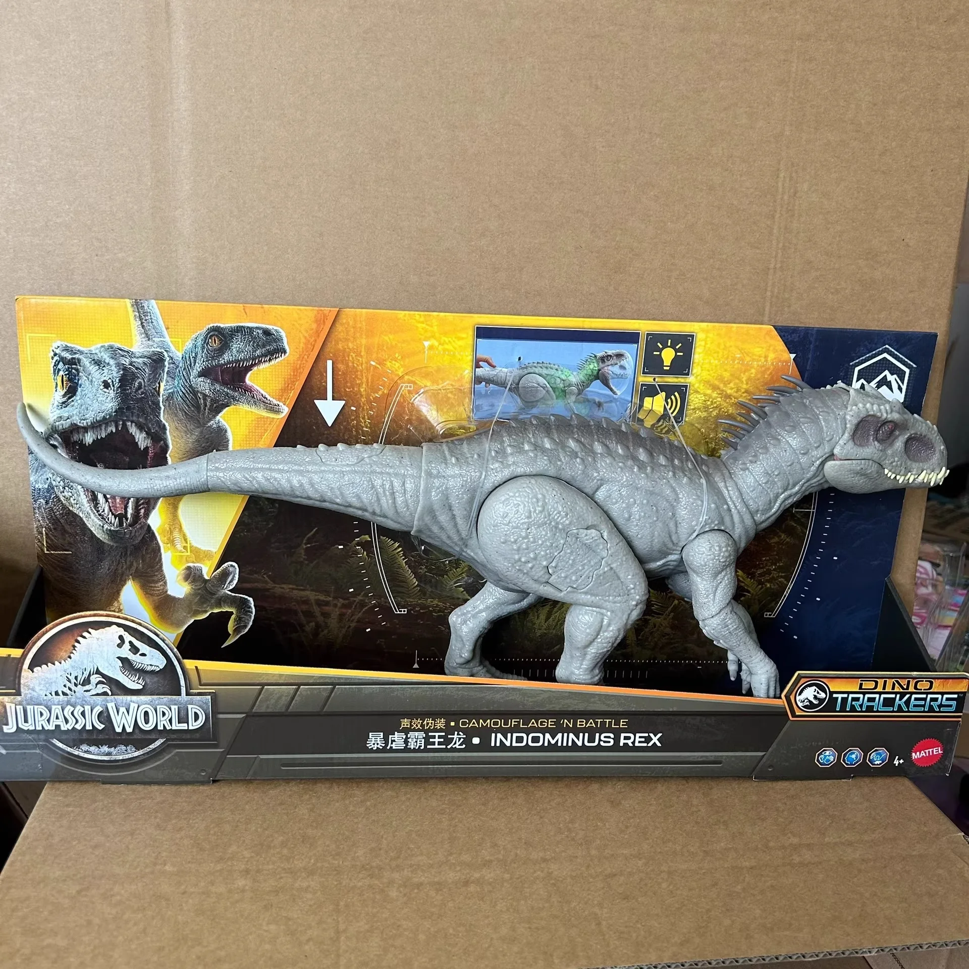 Mattel Jurassic World Indominus Rex Dinosaur Model Camouflage Attack Action Figure Realistic Light&Sound Emission Kids Toy Gift