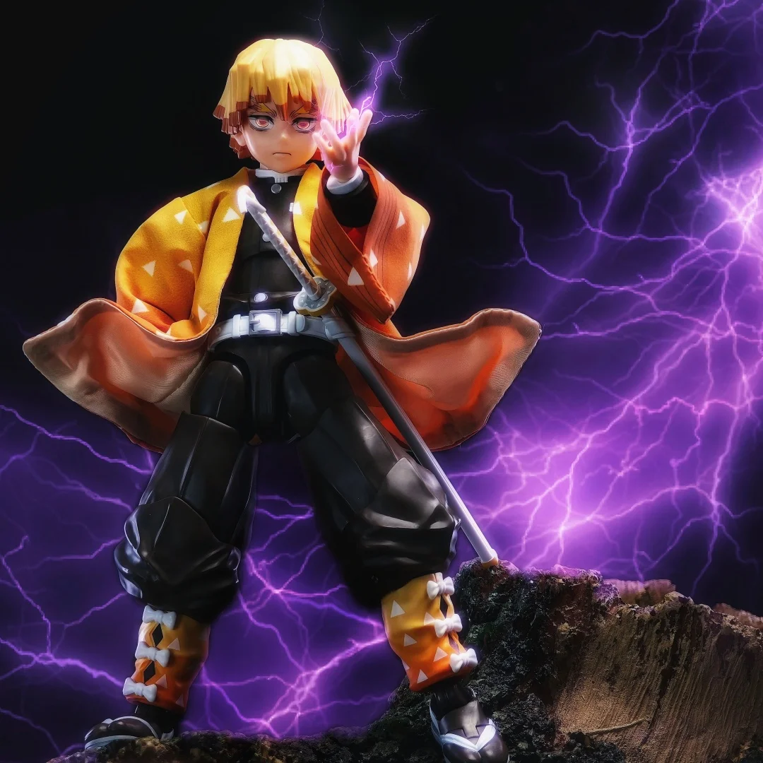 Demon Slayer Shf Anime Handmade Agatsuma Zenitsu Cloak kimono and feather weaving Built In Iron Wire Is Suitable for 1/12 Toy - Image 6