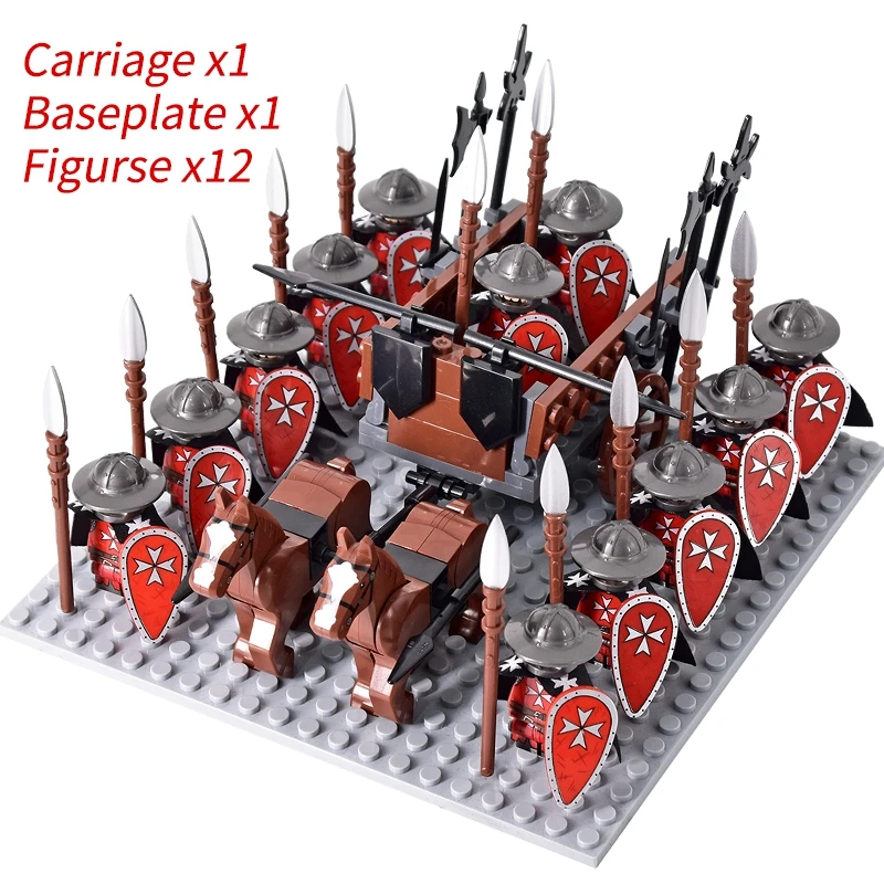 Medieval Knights mini Action Figures Building Blocks Roman Chariot Carriage Soldier War Horse Bricks Toys for Children Gift - Image 53