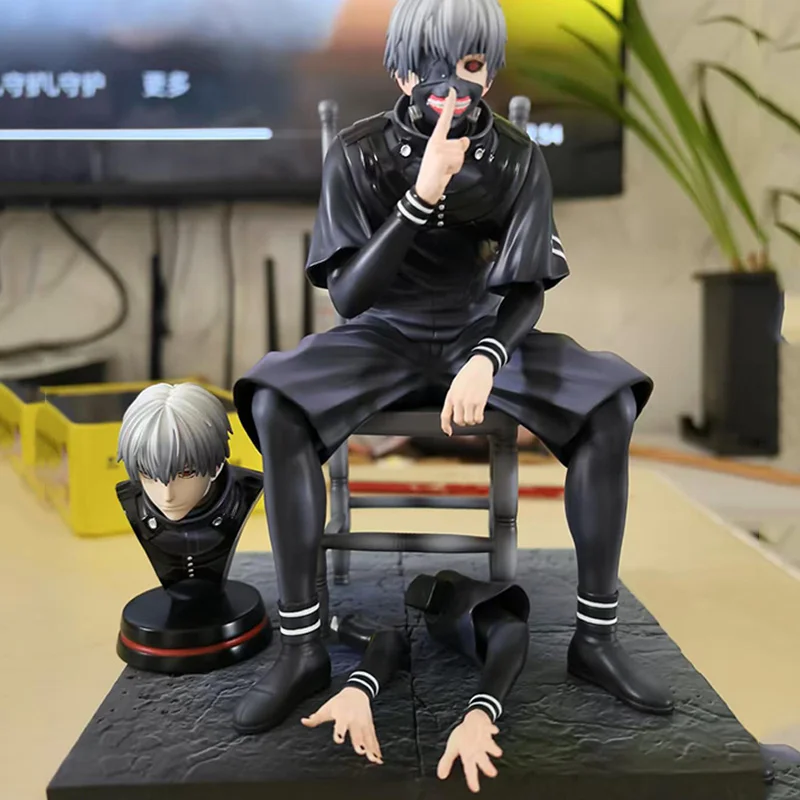 New Tokyo Ghoul Golden Wood Research Statue Model Collectible Figure Sitting Pose In Box Anime Surrounding Sculpture Toy Gift