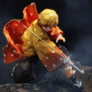 Demon Slayer Shf Anime Handmade Agatsuma Zenitsu Cloak kimono and feather weaving Built In Iron Wire Is Suitable for 1/12 Toy