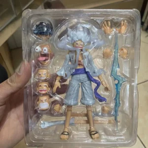 One Piece Monkey D Luffy Gear 5 Sun God Nika Super Movable Anime Action Figure With Interchangeable Faces Multiple Accessories