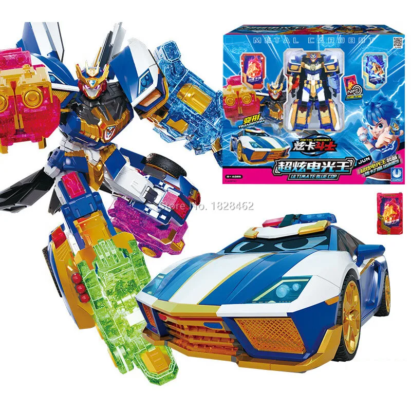 New Metal Cardbot Transforming Robot to Car Action Figures BLUE COP with Card Transformation Car Toys for Child Gift - Image 7