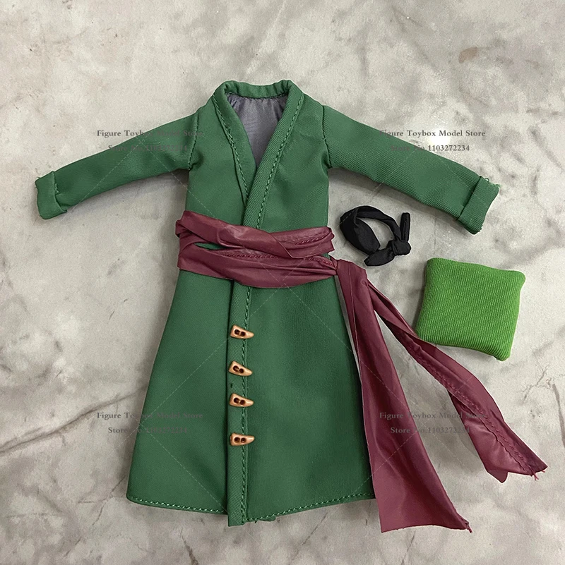 1/12 Anime Roronoa.Zoro Boy Mini Ink Green Long Windbreaker Kimono Waist Clothes Set Accessory For 6" Shf Figure Body Decors - Image 7