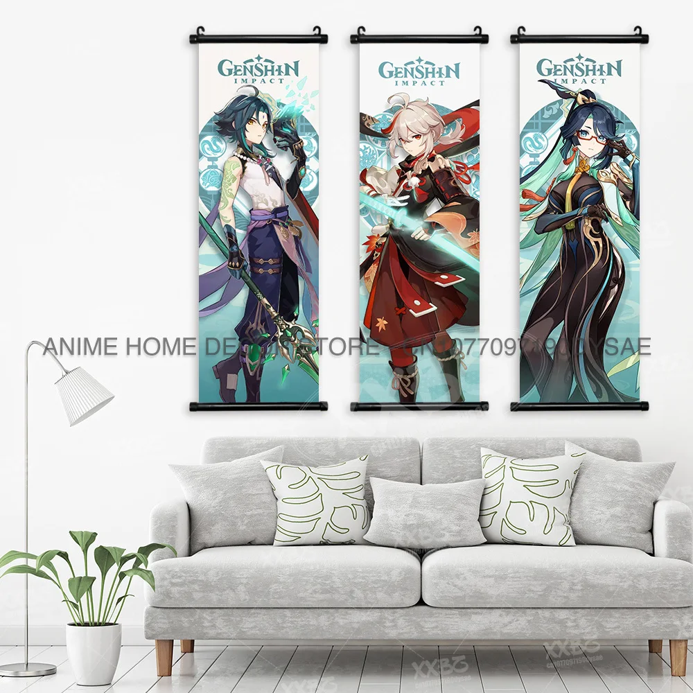 Genshin Impact Poster Arataki Itto Scroll Decorative Picture Barbara Home Decor Sucrose Wall Art Kamizato Ayato Hanging Painting - Image 3