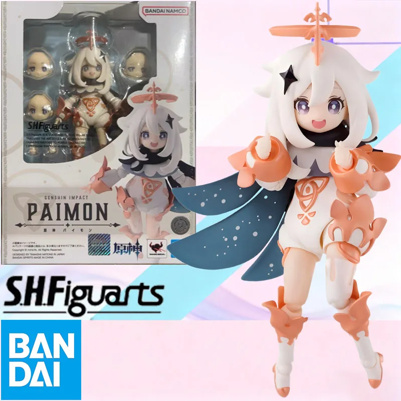 Low price In Stock BANDAI Original S.H.Figuarts GENSHIN IMPACT PAIMON SHF Action Figure Model Gift for Kids Foam Box Packaging