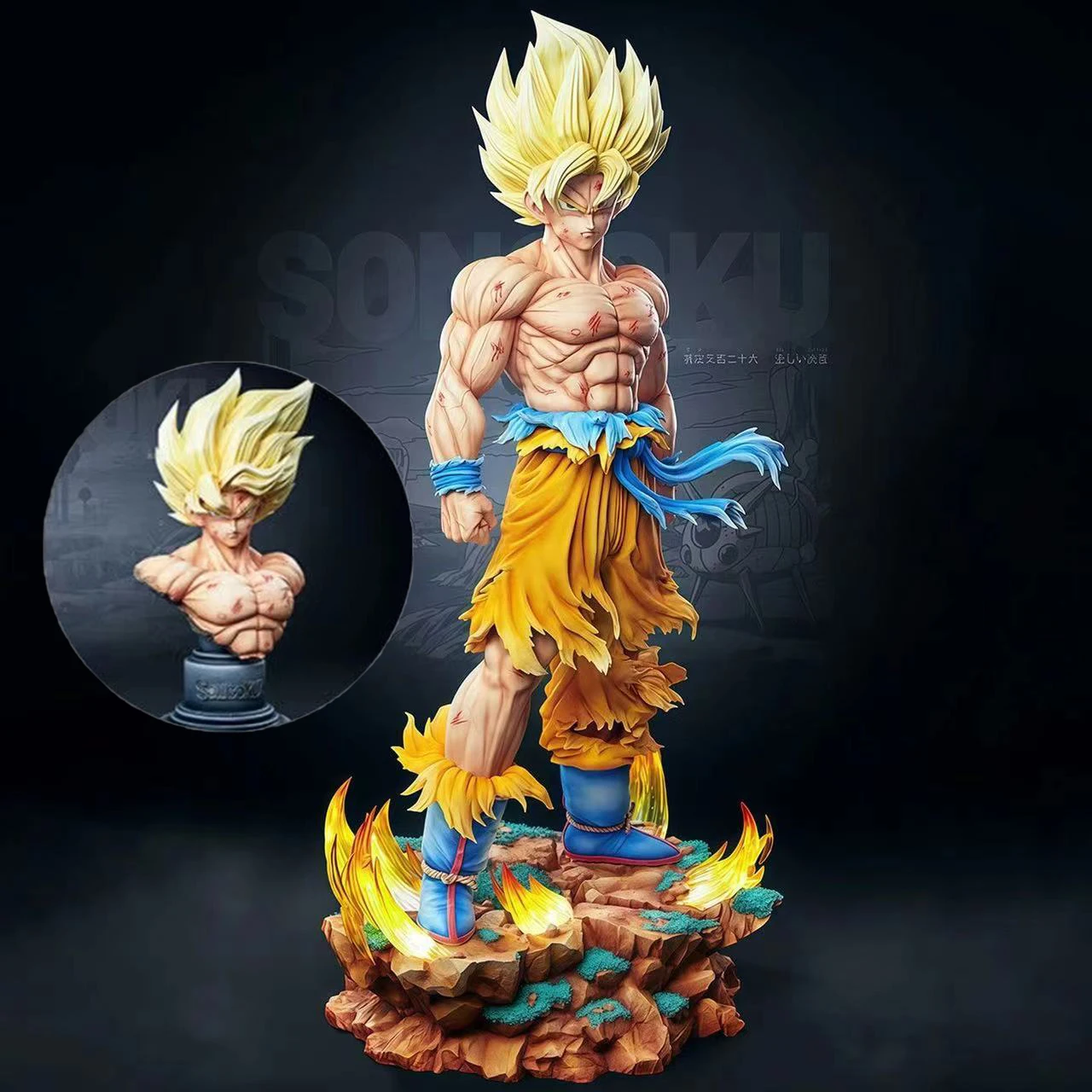 Jt Statue Dragon Ball Z Son Goku Figure Replaceable Heads Led Base Super Saiyan Goku Action Figures Collection Mode Toys Gifts - Image 7
