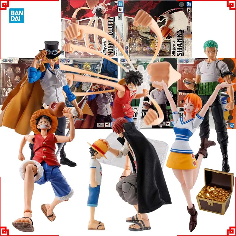 Bandai One Piece Anime Figure SHF Sabo Luffy Romance Dawn Nami Zoro Gum Option Parts Shanks Action Figures Toys For Boys Gift