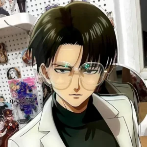 Anime Acrylic Action Figure Glasses holder 40cm Attack on Titan Levi Ackerman Standing Model Perfect Desk Decor