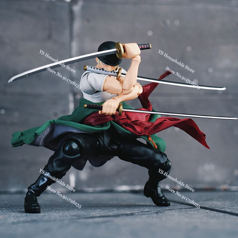 1/12 Anime One Piece Roronoa Zoro Man Soldier Mini Hemline Long Black Green Windbreaker Coat Toys Accessory For 6" Shf Figure - Image 5