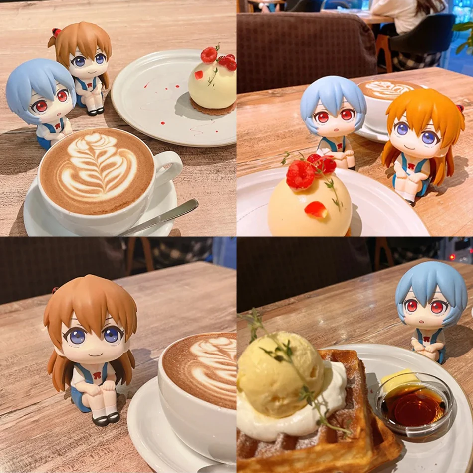 10CM Anime Evangelion Ayanami Rei Figure Souryuu Asuka Langley Look Up EVA Sitting Doll Aciton Figure PVC Ornament Model Toys - Image 5
