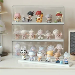 Acrylic Action Figure Display Case Transparent Doll Storage Box Toy Organizer Rack for Collectible Showcase Cabinet