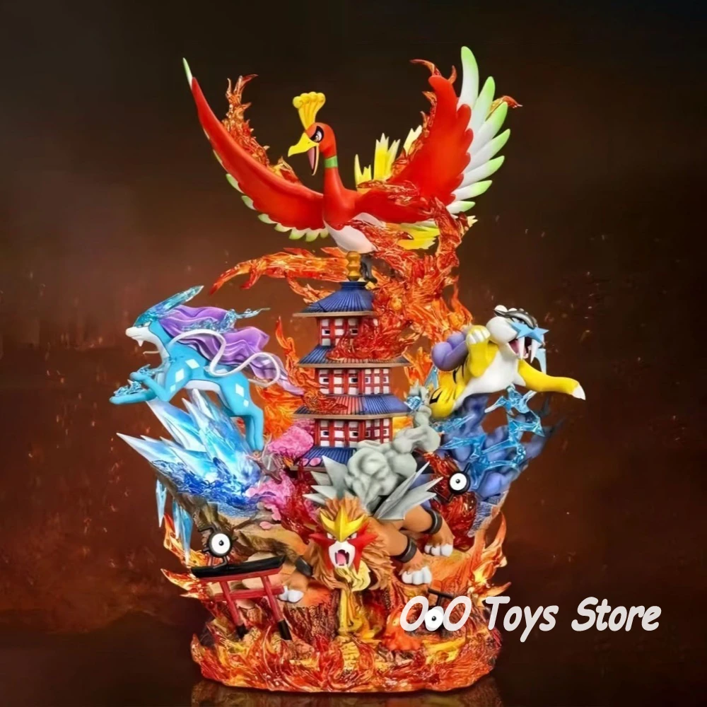 Anime Pokemon Figure Raikou/Suicune/Entei/Ho-Oh Action Figures Pvc Collection Model Toys for Children Gifts 38cm/14.96in