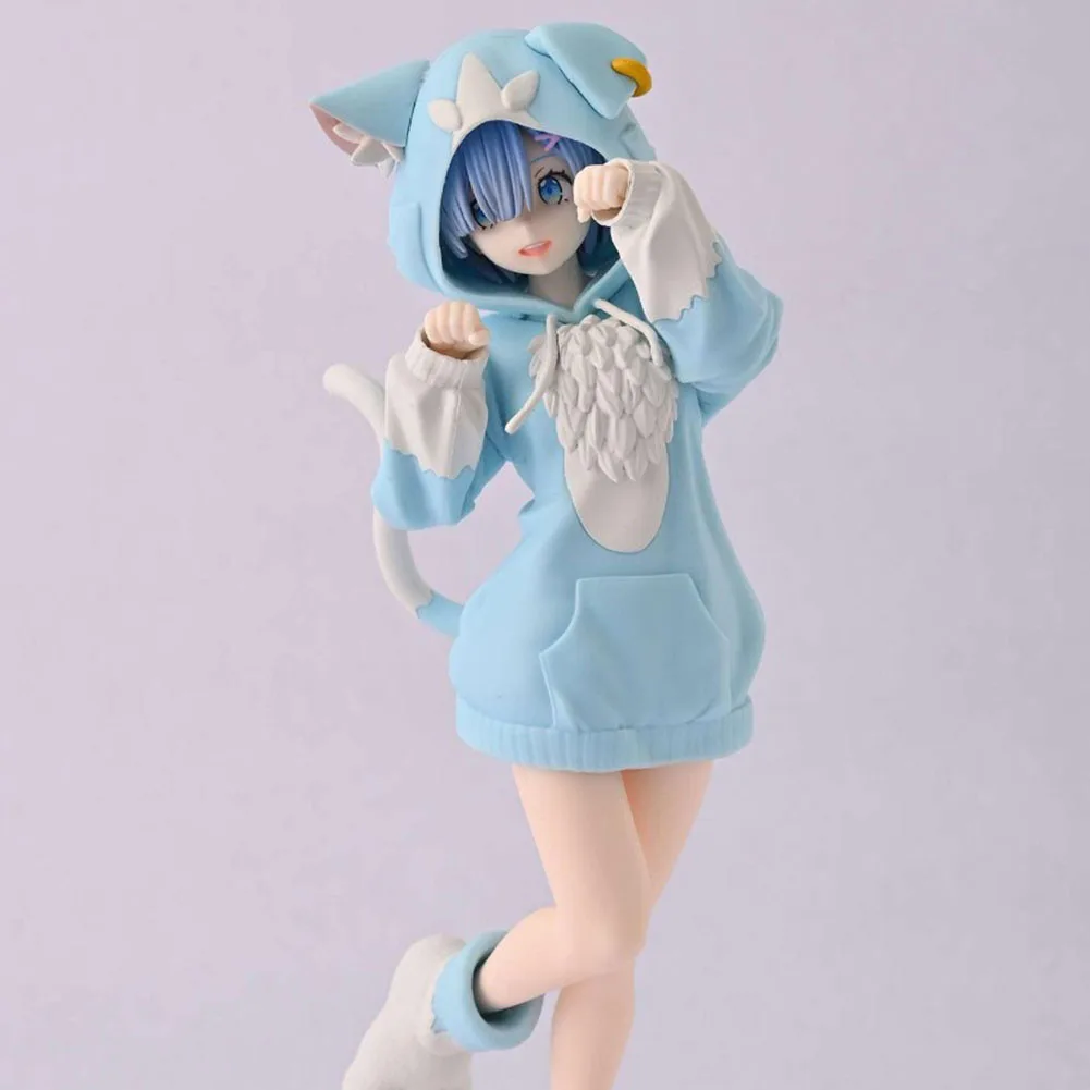 22CM Anime Remu figure Rem Ram Cute Standing Pose Cat Ears Dresses action figure PVC model Ramu Figurine Home Collection Gifts - Image 5