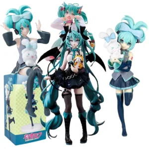 Anime Hatsune Miku Cos Raccoon Demon Cat Ears Cinnamoroll Kawaii Miku Girl Anime Figure PVC Collection Model Doll Toy