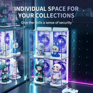 Acrylic Display Storage Rack for Dolls And Mini Toys Single Layer with Protective Cover Dustproof Stackable Transparent Blind Bo