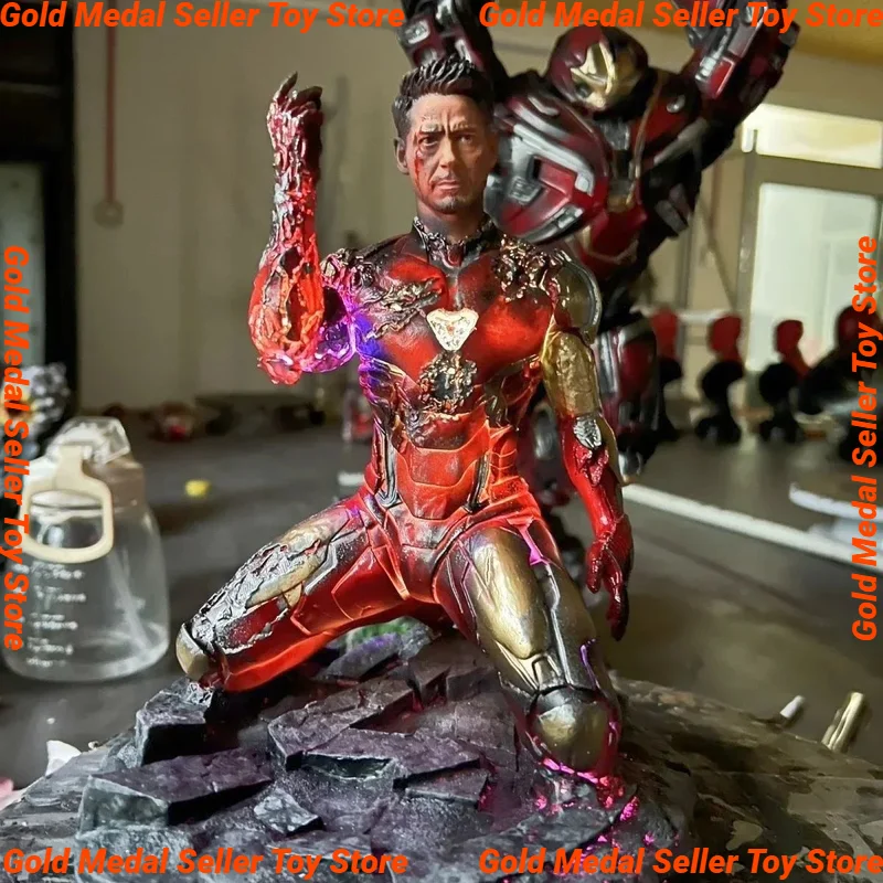 The Avengers Endgame Anime Figure Iron Man Mk85 Snap Your Model Dolls Gk Kneeling Statue Collection Decoration Birthday Toys Gif