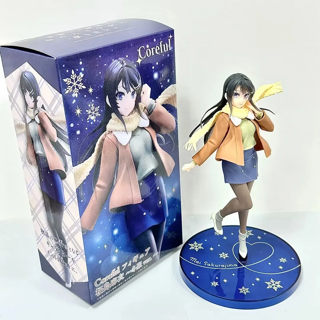22cm Mai Sakurajima Does Not See The Bunny Girl’s Ancestors Figure Winter Clothes Sakurajima Mai PVC Action Figure Model Toys