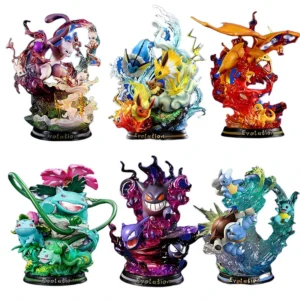 Pokemon Evolution Eevee Anime Figures Charizard Raichu Mewtwo Dragonite Venusaur Gengar Illuminous Figurine PVC Statue Model Toy